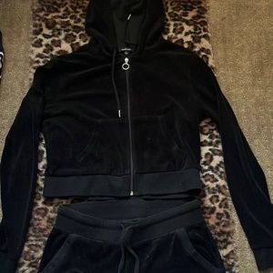velvet black track suit